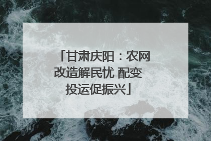 甘肃庆阳：农网改造解民忧 配变投运促振兴