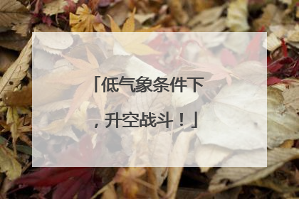 低气象条件下，升空战斗！
