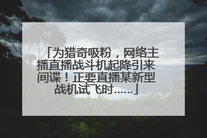 为猎奇吸粉，网络主播直播战斗机起降引来间谍！正要直播某新型战机试飞时……