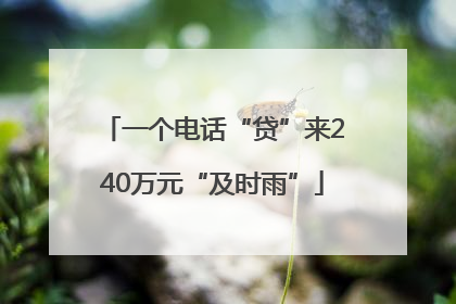 一个电话“贷”来240万元“及时雨”