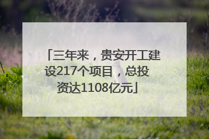 三年来，贵安开工建设217个项目，总投资达1108亿元