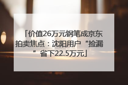 价值26万元钢笔成京东拍卖焦点：沈阳用户“捡漏”省下22.5万元