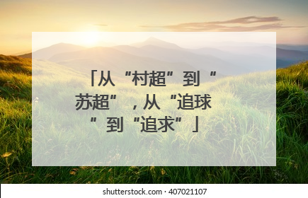 从“村超”到“苏超”，从“追球”到“追求”