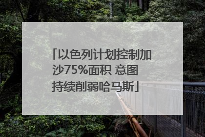 以色列计划控制加沙75%面积 意图持续削弱哈马斯