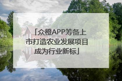 众橙APP筹备上市打造农业发展项目成为行业新标