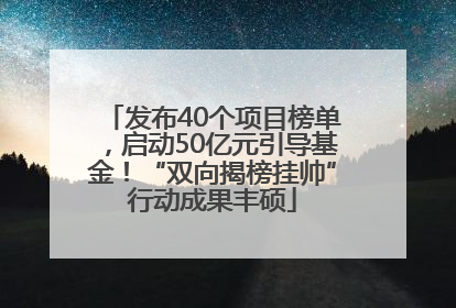 发布40个项目榜单，启动50亿元引导基金！“双向揭榜挂帅”行动成果丰硕