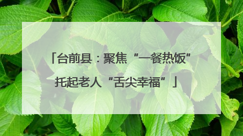 台前县：聚焦“一餐热饭” 托起老人“舌尖幸福”