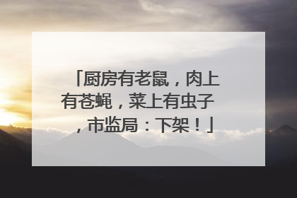厨房有老鼠，肉上有苍蝇，菜上有虫子，市监局：下架！