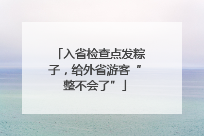 入省检查点发粽子，给外省游客“整不会了”