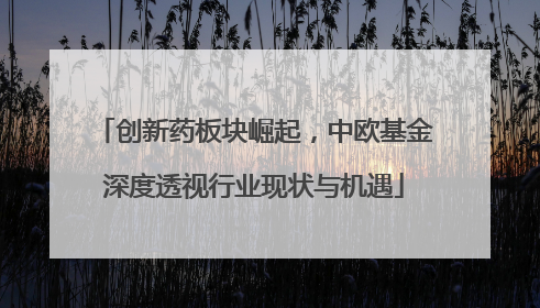 创新药板块崛起，中欧基金深度透视行业现状与机遇