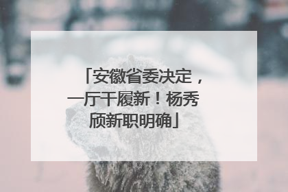 安徽省委决定，一厅干履新！杨秀颀新职明确