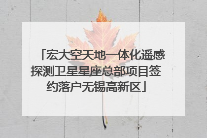 宏大空天地一体化遥感探测卫星星座总部项目签约落户无锡高新区