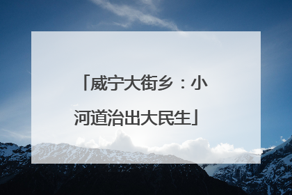 威宁大街乡：小河道治出大民生