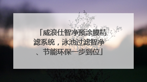 威浪仕智净预涂膜精滤系统，泳池过滤智净、节能环保一步到位