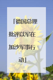 德国总理批评以军在加沙军事行动