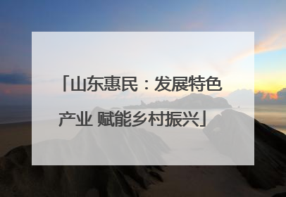 山东惠民：发展特色产业 赋能乡村振兴