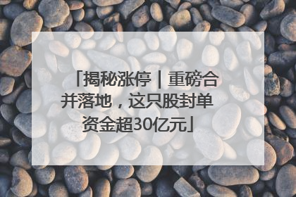 揭秘涨停｜重磅合并落地，这只股封单资金超30亿元