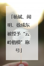 杨斌、闻明、徐成东被授予“云岭楷模”称号