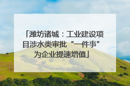 潍坊诸城：工业建设项目涉水类审批“一件事” 为企业提速增值