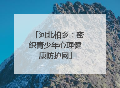 河北柏乡：密织青少年心理健康防护网