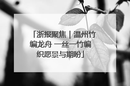 浙报聚焦｜温州竹编龙舟 一丝一竹编织愿景与期盼