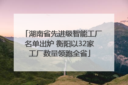 湖南省先进级智能工厂名单出炉 衡阳以32家工厂数量领跑全省