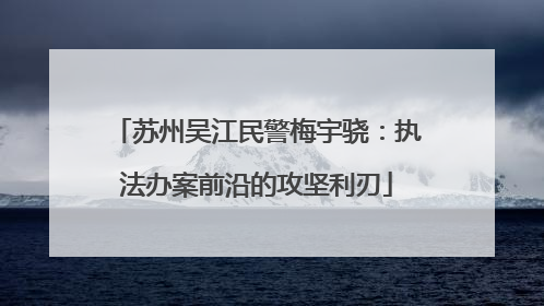 苏州吴江民警梅宇骁：执法办案前沿的攻坚利刃