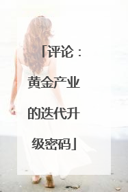 评论：黄金产业的迭代升级密码