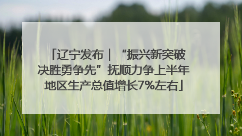 辽宁发布｜“振兴新突破 决胜勇争先”抚顺力争上半年地区生产总值增长7%左右
