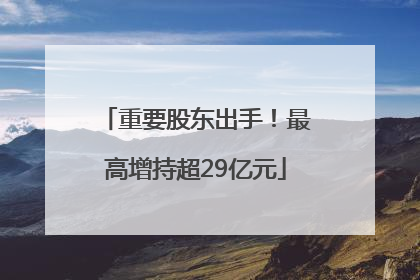 重要股东出手！最高增持超29亿元