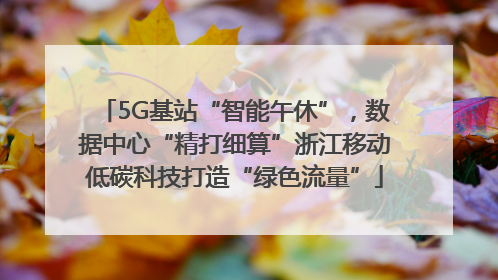 5G基站“智能午休”，数据中心“精打细算”浙江移动低碳科技打造“绿色流量”